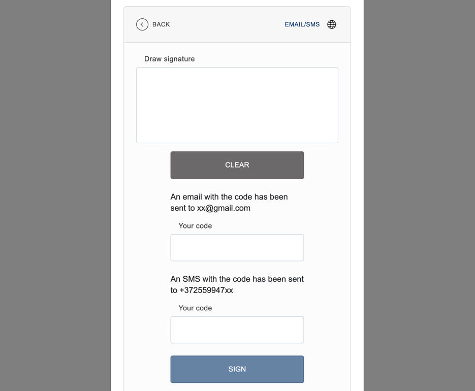 E-mail/sms in widget